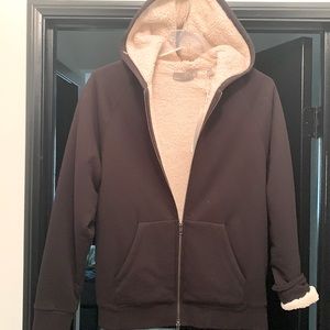 Vince mens medium fleece fuex fur lined black